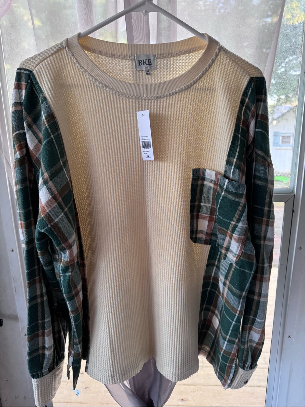 BKE Cream Waffle Knit Crewneck
